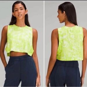 Lululemon Athletica NWT All Yours Crop Top TIE DYE Lime Green Yellow MAR9 SZ 10
